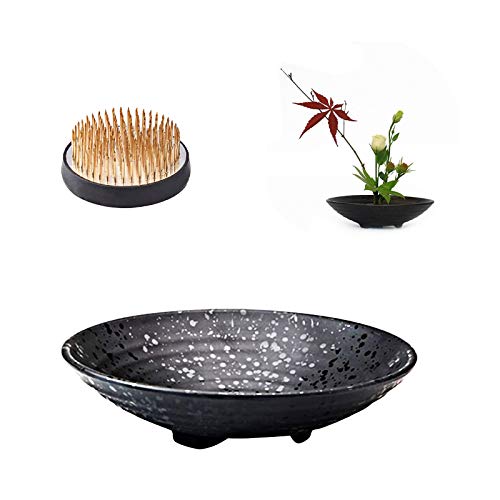 WANDIC - Juego de 2 arreglos florales, diseño de rana redonda y maceta de cerámica para arreglos florales de Ikebana, decoración del hogar y la oficina