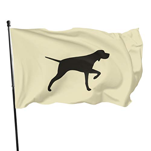 N/D Pointer Silhouette señalando bandera de perro de caza, 3 x 5 pulgadas