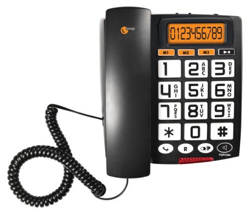 Topcom TS-6651 Teléfono con teclas grandes, pantalla LCD extra grande, manos libres, 3 números de memoria directa