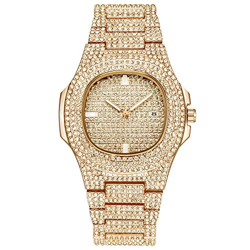 cilyberya Reloj Iced out Hip Hop para Hombres, Bling Bling