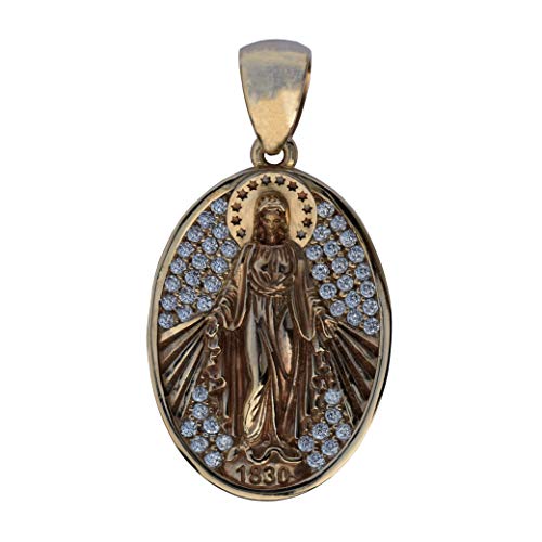 KAPRIBE Medalla Virgen María, de bronce y circonitas.