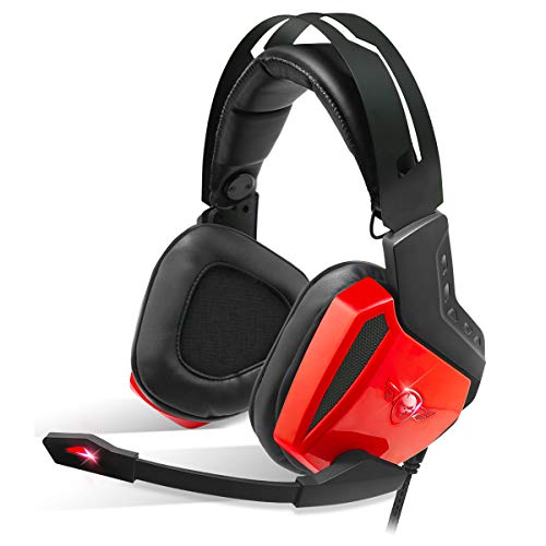 SPIRIT OF GAMER – Auriculares Gaming XPERT H100 Futuristic Red - USB - PC - SOUND 7.1 VIRTUAL SURROUND - Almohadillas acolchadas - Diadema Ajustable - Plug And Play - Software Descargable