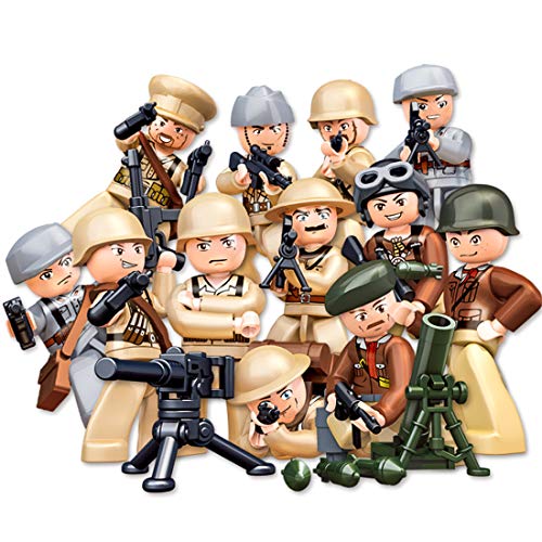 Tosbess 12 Piezas Minifiguras y Arma,Militar Soldados Mini Figuras,Bloque de construcción para Niño Adulto