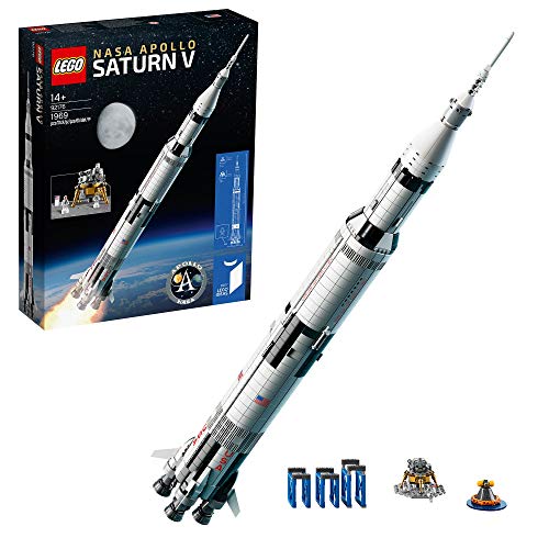 LEGO 92176 Ideas NASA Apolo Saturno V Nave Espacial y Vehículos para Coleccionistas, Set de Construcción con Soporte para Exposición