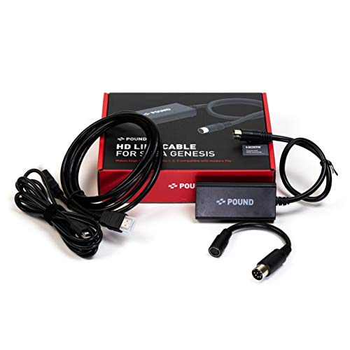 POUND Cable Link HD para Sega Mega Drive/Genesis – Cable HDMI Imagen RGB Nativa, Resolución de 720p – Incluye Cable Micro USB para Aumentar la Potencia