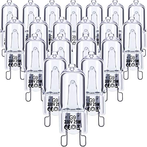 12 Piezas Bobillas de Luz Halógenas G9 Reemplazo de Cápsula 220-240 V Transparente para Iluminación de Cocina, Luces de Señal, Clase Energética C (25.00)