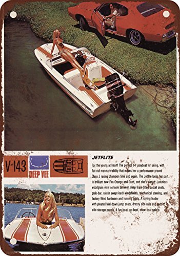 1970 Glastron de Profundidad Vee Barcos Reproducción de Aspecto Vintage Metal Placa metálica, 12 x 18 Inches
