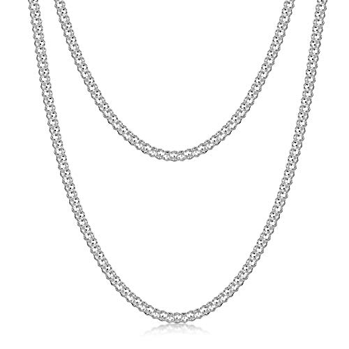 Amberta Cadena de Palomitas de Maíz en Plata de Ley 925 para Mujer 2.5 mm: 60 cm