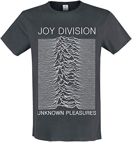 Amplified Joy Division -Unknown Pleasures Camiseta, Gris (Charcoal CC), S para Hombre