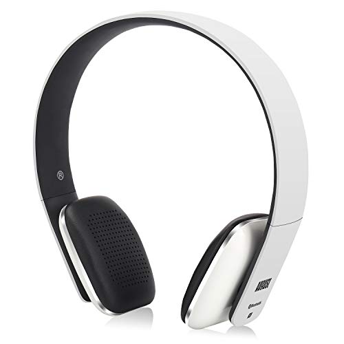 August EP636 - Auriculares Bluetooth de Diadema Casco Inalámbrico NFC con Micrófono Manos Libres para Teléfonos, Tabletas y Ordenadores, color Blanco