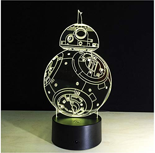 BB8 Star Wars Sphero Droid 3D Luz de noche BB-8 Robot Figura de acción Lámpara de juguete 7 colores que cambian Regalo para niños Decoración del hogar Envío de la gota