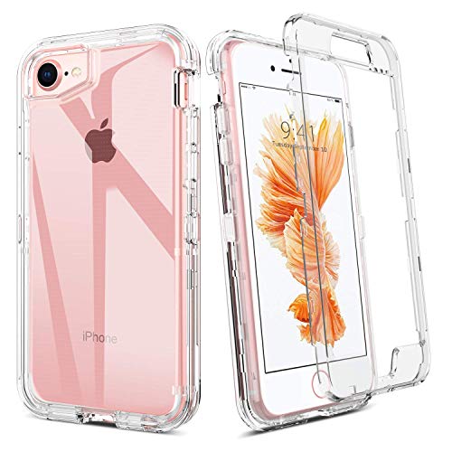 BENTOBEN Funda iPhone SE 2020, Funda iPhone 6/6S/7/8, Transparente 3 en 1 Carcasa Combinada Dura PC Bumper y Silicona TPU Suave Resistente Cuerpo Completo Protectora Funda para iPhone 8/7/6s/6/SE 2020