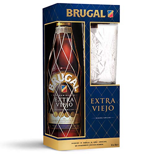 Brugal Extra Viejo Ron Dominicano, 38% + Estuche Vaso alto - 700 ml