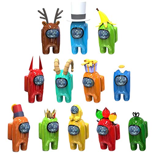 BSTTAI 12 Piezas Entre Nosotros iguren, Figura de Juego de Navidad, muñecas de Animales, muñecas, Mini Estatua de muñecas de Juegos de Personajes, Regalos para fanáticos de los Juegos