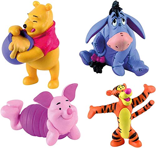 Bullyland - Juego de 4 figuras de Winnie the Pooh con Winnie, I-Ah, Piglet y Tigger.