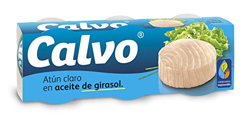 Calvo - Atun claro aceite girasol - 3 packs de 3 latas[9x80 g en total 720 g]