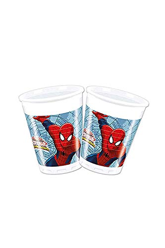 CAPRILO. Lote de 24 Vasos de Cartón Infantiles Ultimate Spiderman. Vajillas y Cuberterías Desechables. Juguetes y Regalos Fiestas de Cumpleaños, Bodas, Bautizos, Comuniones y Eventos.