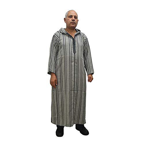 Chilaba caftán djellaba túnica Modelo árabe Marruecos con Capucha, algodón Mide de Ancho 70 cm y Largo 145 cm Aproximadamente