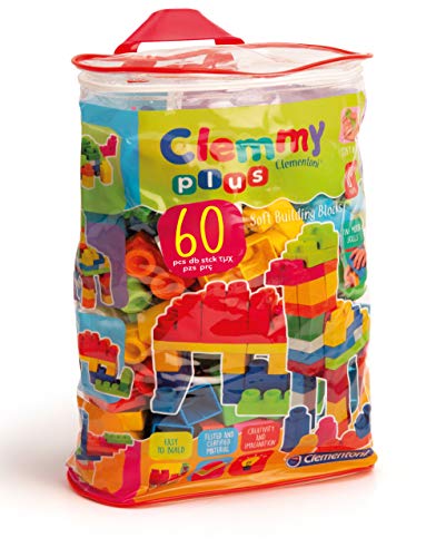 Clementoni-Clemmy Plus Bolsa de 60 Bloques, Multicolor, (14880)