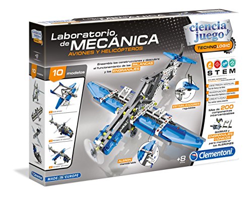 Clementoni- Laboratorio de Mecánica Juguete Aviones y Helicópteros, Multicolor (55160.6)