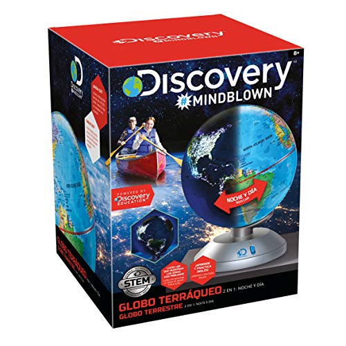 Discovery 2 en 1 Educativos, Luz, Juguetes, Bola del Mundo Niños, Globos Terráqueos, Mapa Mundi Infantil, Color Azul (6000188)