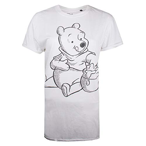 Disney Winnie The Pooh-Sketch Camiseta, Blanco (White White), 38 (Talla del Fabricante: Small) para Mujer