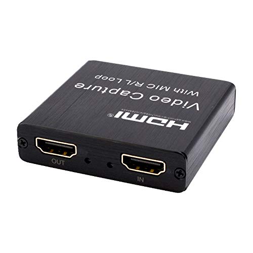 Docooler Video Audio Capture Card USB 2.0 HD 1080P 4K Video Converter HD Loop out Mic Input Audio out Plug and Play for Game Video Recording Live Sreaming Broadcast Teaching