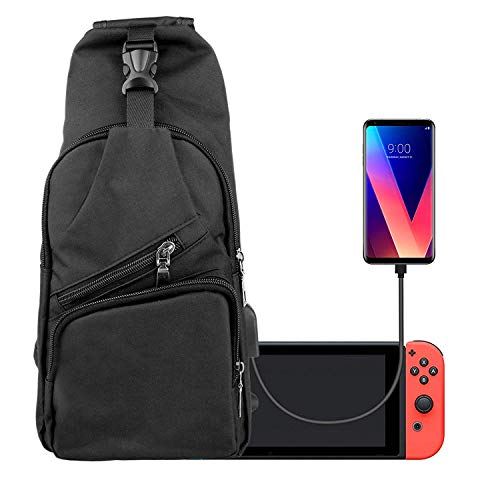 EEEKit Mochila Bolsa de Viaje Crossbody para Nintendo Switch Console Joy-Contr y Accesorios, cargue su teléfono a través de la Interfaz de Carga USB Lateral