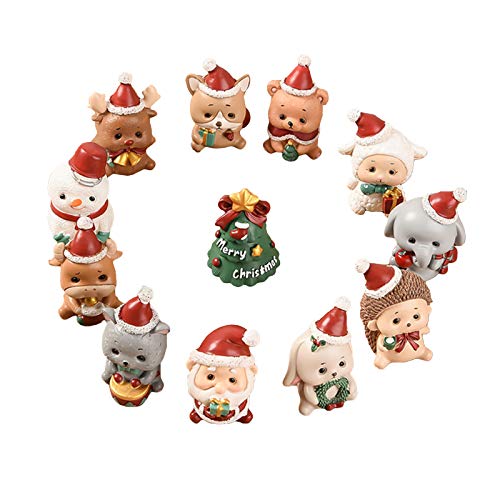 Elonglin - Lote de 10 figuras decorativas navideñas en miniatura de resina de pera, muñeco de nieve para manualidades