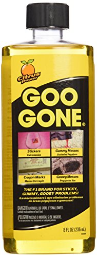 Goo Gone Original líquido – Superficie Seguro – Toallitas – Elimina Pegatinas, Etiquetas, Adhesivos, residuos, Cinta, Chicle, Grasa, alquitrán – 8 ml