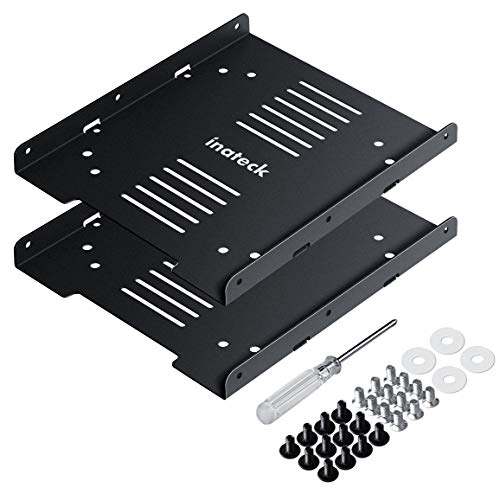 Inateck Kit de Montaje para 2 Discos Duros SSD y HDD de 2,5" a bahías internas de 3,5", Marco de Metal para Montaje de Discos Duros, Adaptador, para SSD Interna de PC,SA04004