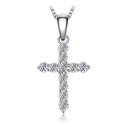 JewelryPalace Colgante Cruz adornado Circonita Collar Plata de ley 925 cadena de caja 45cm