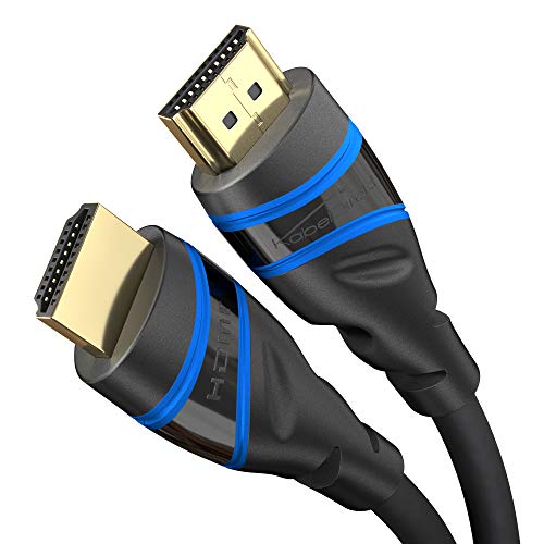 KabelDirekt - 3m - 8K HDMI 2.1 Cable HDMI Ultra High Speed, Certificado (48G, 8K@60Hz, último estándar, con Licencia Oficial/Probado para una Calidad, Ideal para PS5/Xbox, Azul/Negro)
