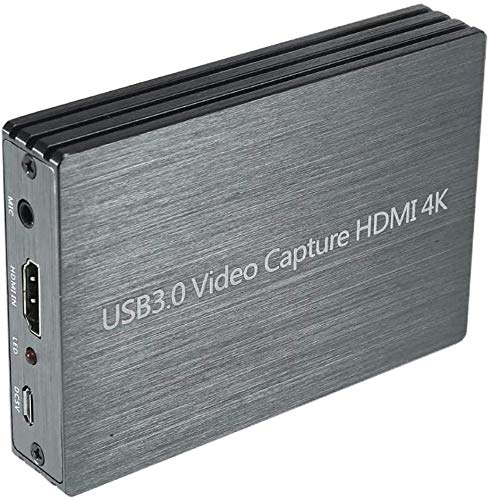KKTECT Dispositivo de Captura de Video HD 1080p, HDMI 4K, 60 fps Dispositivo de Tarjeta de Captura de Video USB 3.0 con Micrófono, para PS4 DVD, Plug-N-Play, Compatible con Windows iOS