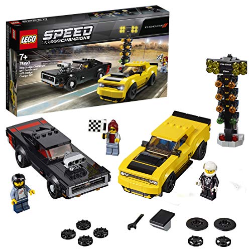 LEGO Speed Champions - Dodge Challenger SRT Demon de 2018 y Dodge Charger R/T de 1970, juguete de construcción de coches deportivos (75893)