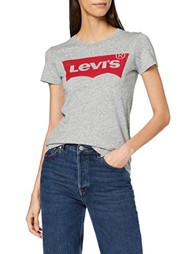 Levi's The Perfect Tee, Camiseta para Mujer, Gris (Better Batwing Smokestack Smokestack Htr 263), Large