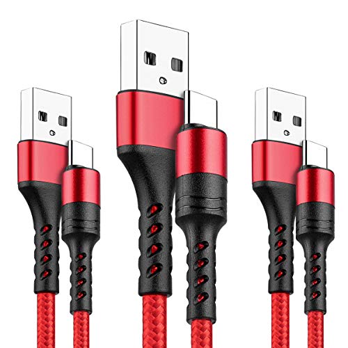 LTDNB Cable USB Tipo C [3-Pack 1m 1m 2m] Cable Trenzado de Nylon USB Cable de Carga rápida Compatible con Samsung Galaxy S10 /S9 /S8 /Note 9, Huawei P9 /P10 /P 20, LG G5 /G6