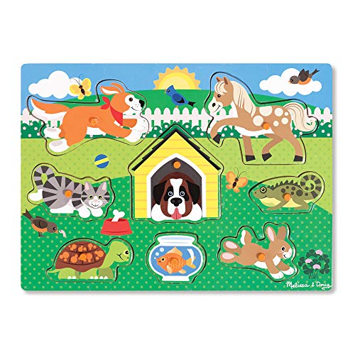 Melissa & Doug- Pets Peg Juego Puzzle con 8 Piezas, Multicolor (19053)