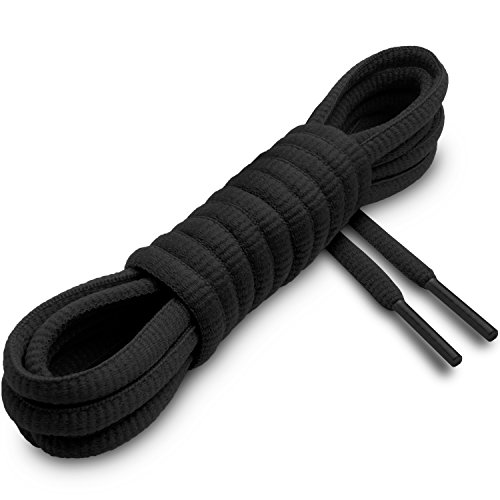 Miscly Cordones Ovalados [3 Pares] Para Todo Tipo de Zapatos y Zapatillas – Diámetro 6 mm (114 cm, Negro)