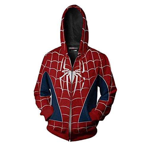 MODRYER Spiderman Jersey en la Sudadera con Capucha Spider-vernse Miles Morales Cosplay Sudadera Impresa 3D Chaqueta con Capucha,Red-3X