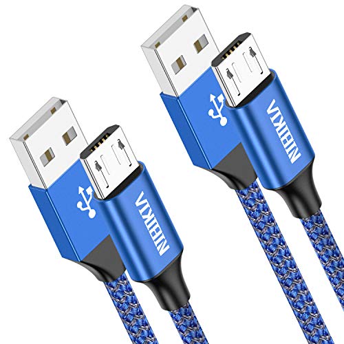 NIBIKIA Cable Micro USB,2 Pack[1m+1m] Carga Rápida Android Cable Android Nylon Movil Cables Cargador Compatible con Samsung S7 S6 S5 j7 j5 j3 Tablet Huawei Sony HTC Motorola Nexus LG PS4