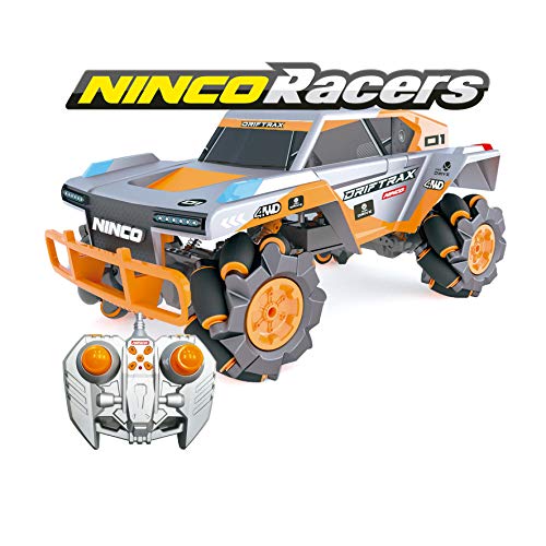 Ninco-NH93158 NincoRacers-Driftrax. Coche Teledirigido Todoterreno Omnidireccional. 2,4Ghz Color: Gris y Naranja. Medidas: 34 cm x 18,1 cm x 22.5 cm, Multicolor, (NH93158)