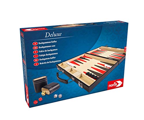 Noris 606101712 Deluxe Backgammon, el clásico de Juego en un práctico maletín con Acabado Elegante, también Adecuado para Viajes, a Partir de 8 años.