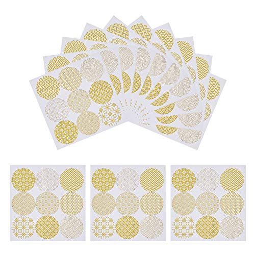 PandaHall Elite 50 hojas de sellos circulares para sobres adhesivos de pasta, pegatinas decorativas para caja de regalo, álbum de adorno, decoración de álbumes de recortes (450 unidades totalmente)