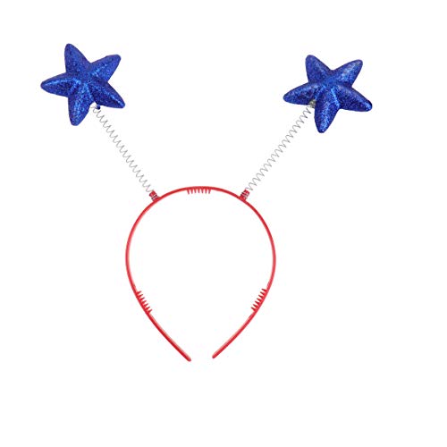 PIXNOR Diadema de Resorte con Purpurina de 6 Piezas Diadema de Antena Marciana Diadema Alienígena Aro para La Cabeza Del Festival para Suministros Divertidos para Fiestas (Estrella Azul)