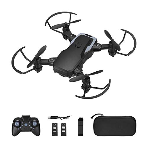 Powerextra Mini Drone con Cámara 3 x Baterías para Principiantes - Mini Drone Plegable con Control Remoto HD WiFi Cámara FPV 2.4 GHz Flips 3D y Función de Giro con Bolsa de Almacenamiento