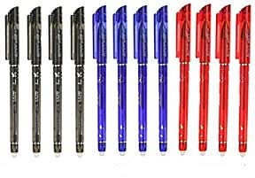 RHardware 12 bolígrafos de tinta negra, roja, azul, borrable de gel, 0,5mm papelería escolar