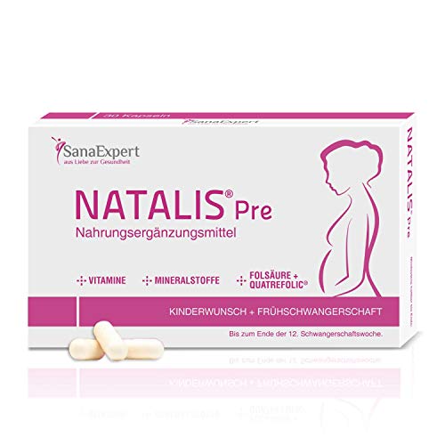 SanaExpert Natalis Pre, Suplemento Vitamínico para la Concepción y Mujeres en Embarazo con Ácido Fólico, Vitamina D, Hierro, Vitaminas para la Fecundación- 30 Cápsulas (1)