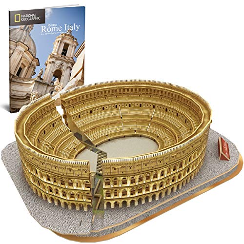 SKAJOWID 3D Colosseum Puzzle, National Geographic DIY Building Model Kit 3D Jigsaw City Puzzle con Folleto para Adultos, Adecuado para Niños Mayores De 8 Años, Regalo De Cumpleaños (131 Piezas)