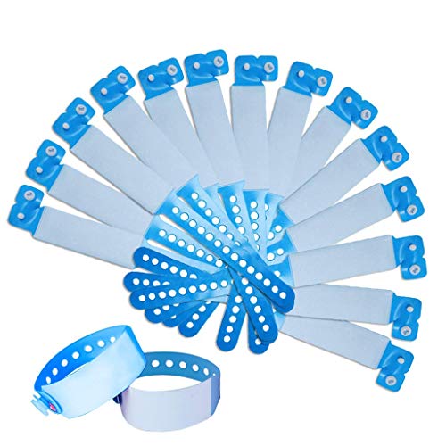 SwirlColor Pulsera Identificación Niños, brazaletes Desechables Impermeables Pulseras para Eventos ID de PVC Pulsera de Seguridad- 100 Pieza (Niño, Azul)